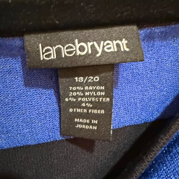 Lane Bryant Blue & Black Striped Long Sleeve Sweater Top - Picture 2 of 6